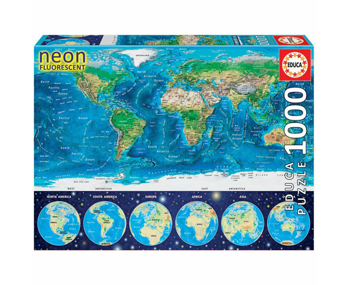 Educa 1000pc Neon World Map