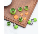 10Pcs/Set Biscuit Cutting Mold Flower Heart Bear Bunny Food Grade Bakeware Stainless Steel Fruit Vegetable Pastry Cookie Cutter Mold Kitchen Supplies-Green