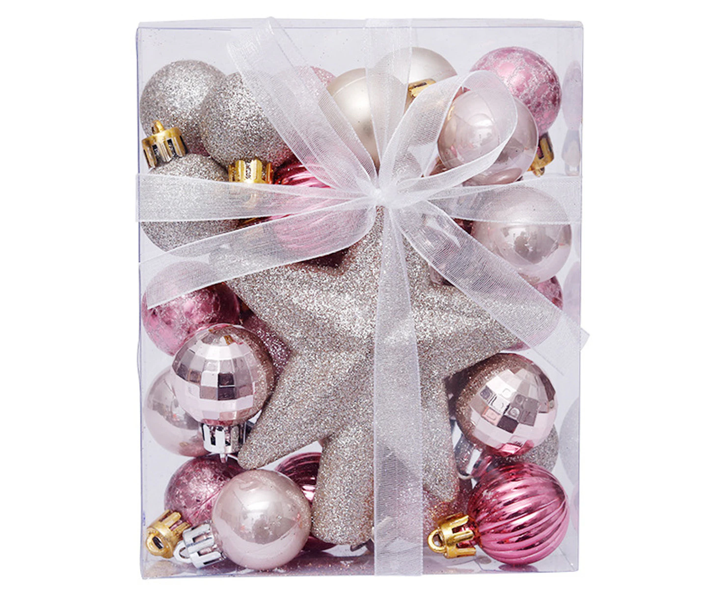 30Pcs 1.18" Christmas Balls Ornaments for Xmas Tree, Shatterproof Christmas Decorations Tree Balls for Wedding Party Decoration Rose Gold Pink