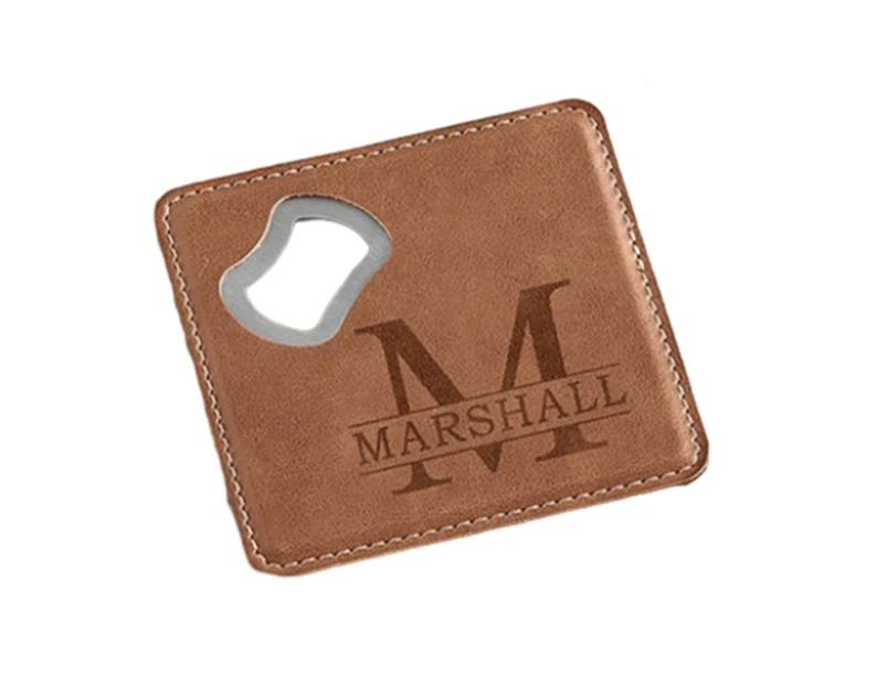 Square Leathers Coaster Small Bottle Opener Presents Wedding Favors Beer Openers Tool Novel Groomsmen Gift for Guests-Color-brown