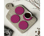Stubbyz Pink Checkerboard Coaster - Round, 4-piece set