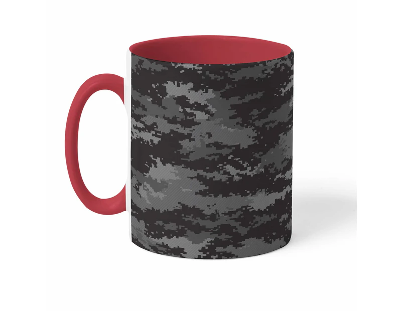 Stubbyz Digital Pixel Black Camo Ceramic Mug - 11oz - Red