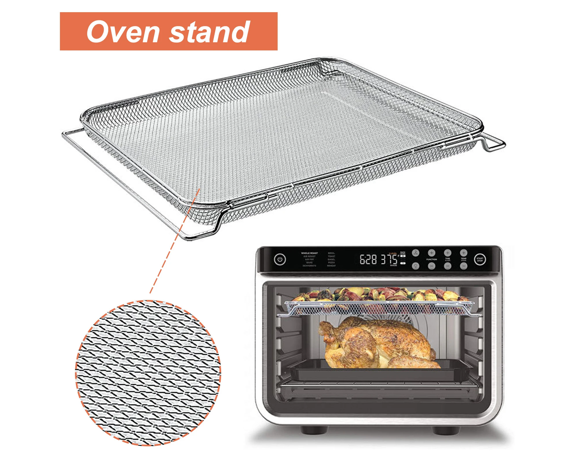 Oven Grill Easy to Clean Oven Stand Cooking Accessories-Silver