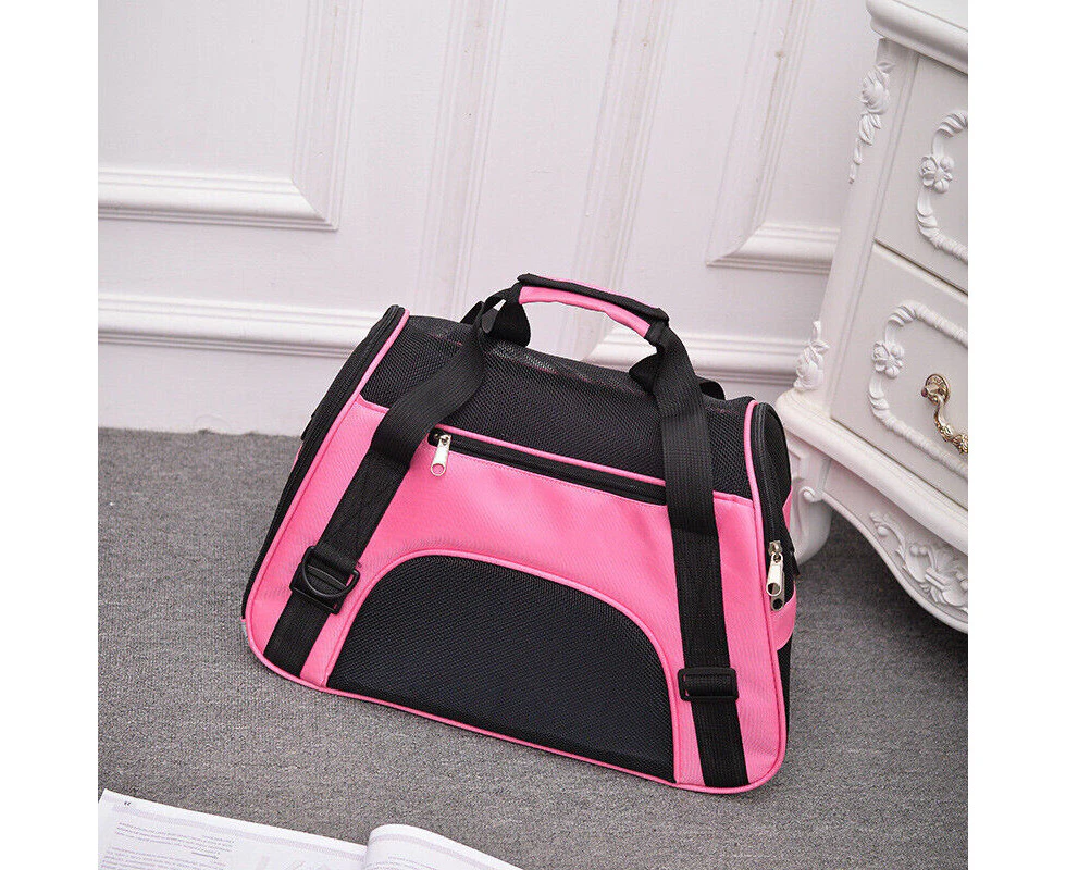 （Pink）Pet Carrier Bag Portable Large Cat Dog Comfort Tote Travel Bag Airline Approved