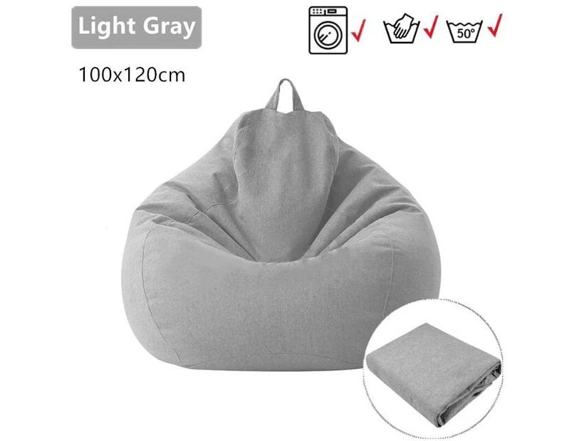 100x120cm Extra Large Bean Bag Chairs Sofa Cover Indoor Lazy Lounger For Kids Adults Grey