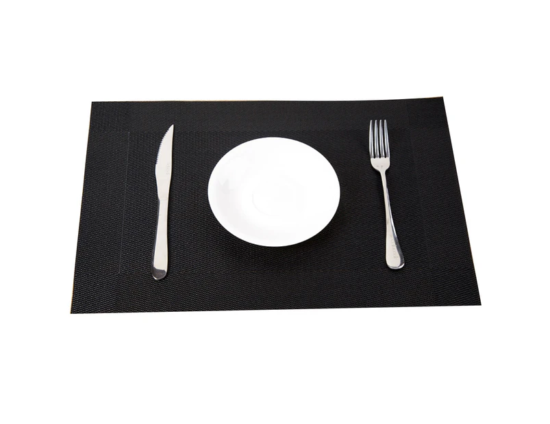 puluofuh 45x30cm PVC Waterproof Heat Insulation Mat Dinning Table Bowl Dish Pad Placemat-Black