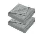 Cozy and Soft Waffle Weave 100% Cotton Blankets-Grey