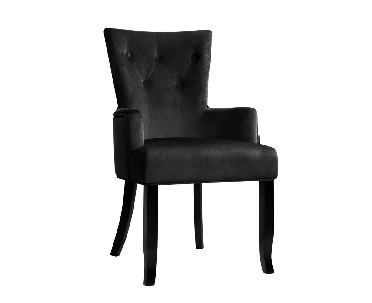 My Best Buy -  Artiss Dining Chairs French Provincial Chair Velvet Fabric Timber Retro Black- Free Postage