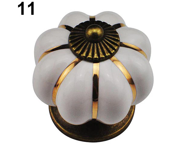 Polaris Vintage Ceramic Door Knob Cabinet Drawer Wardrobe Cupboard Kitchen Pull Handle-White Pumpkin