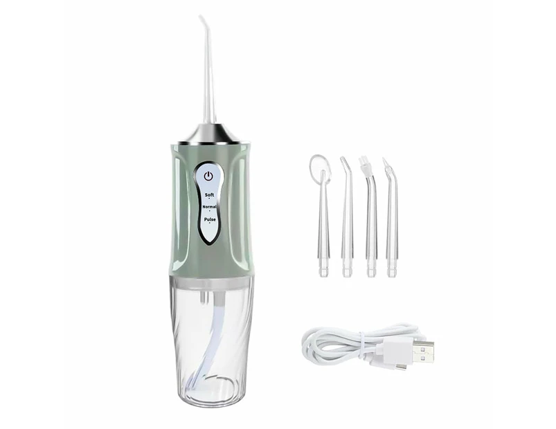 Newest Electric Oral Irrigator UV Sterilization USB Charger Dental Water Jet Flosser Waterproof Tartar Removal Tooth Pick Floss - Grass green