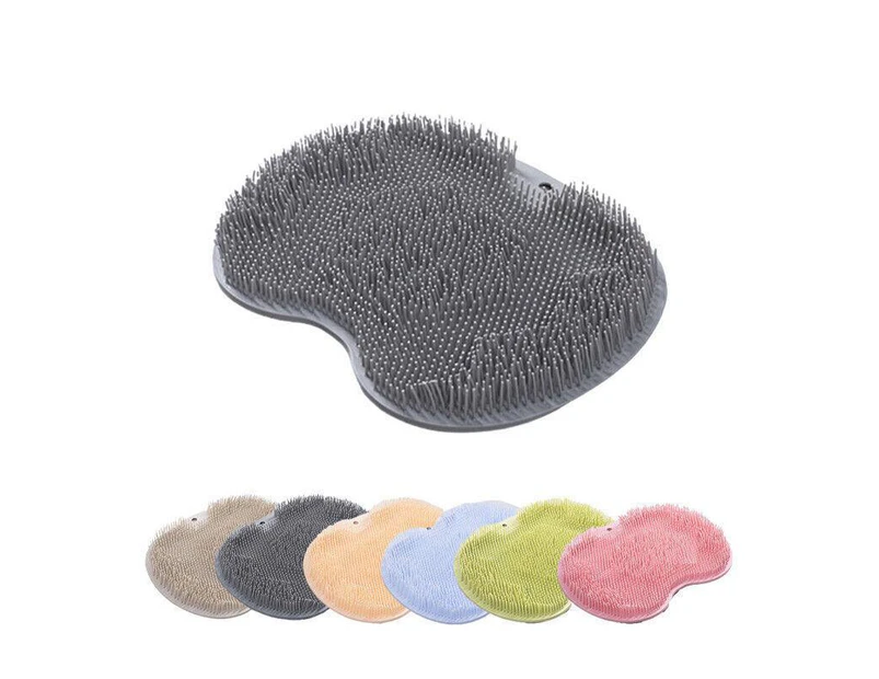 Foot Back Body Scrubber Massager Pad Shower Bath Exfoliating Brush Cleaning Mat - Brown