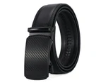 Men's Genuine Leather Ratchet Belt,with Sliding Buckle Trim-Black 3