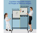 Costway Double-Side Whiteboard Mobile ic White Board Adjustable Heights w/Markers 120x60cm Black