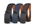 Men's Genuine Leather Ratchet Belt,with Sliding Buckle Trim-Black 3