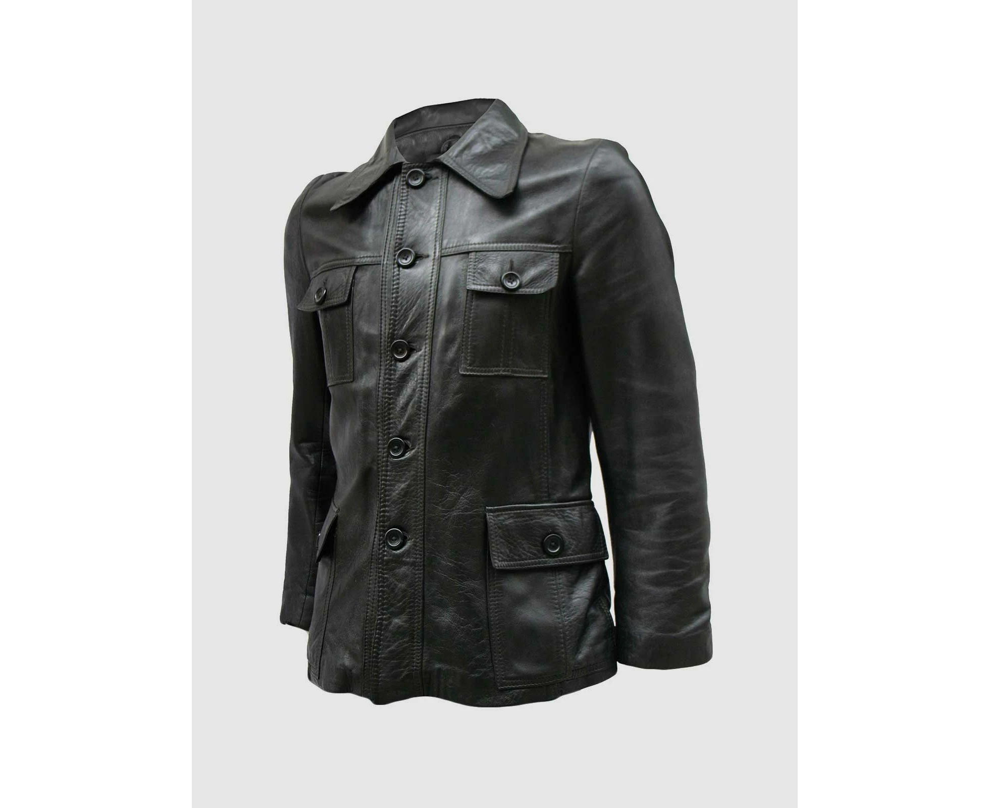 Men's Cowhide Soft Winterwear Black Leather Jacket