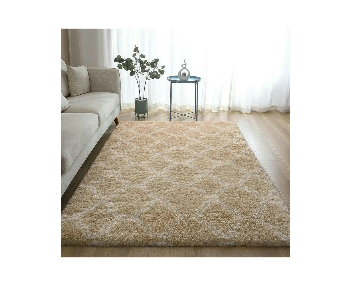 Fluffy Shaggy Area Rug - Soft Living Room Bedroom Large Carpet, Anti Slip Non-Shedding Washable Rug for Bed Living Room Decor-Beige camel color