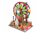 Animated Christmas Village Rotating Ferris Wheel Colorful Lights Musical