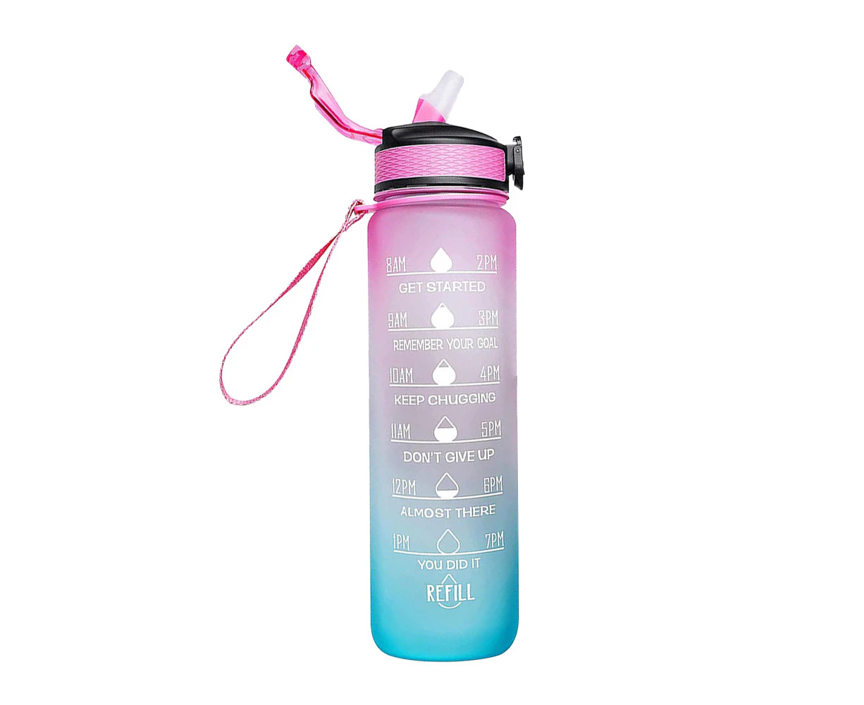 Water Bottle with Straw & Time Marker, Portable Reusable Fitness Sports Water Jug style 10