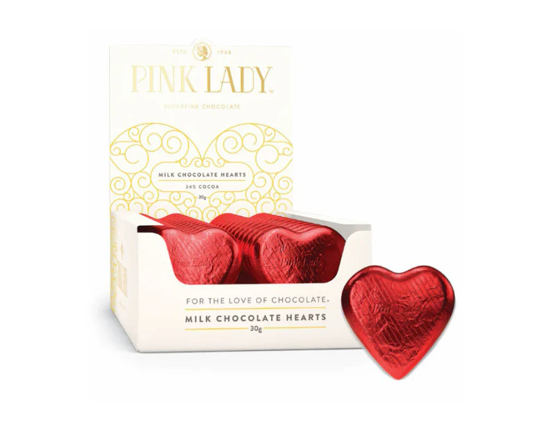 Red 30g Premium Milk Chocolate Pink Lady Foil Heart