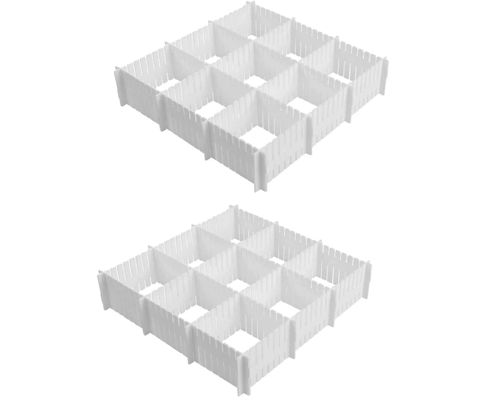 Drawer Divider Adjustable Drawer Organizer Grid Thickening Drawer Divider Partition Panel (White, 16pcs)