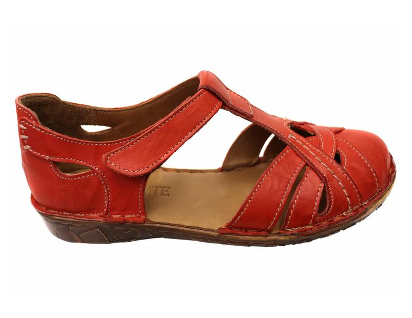 Orizonte Banjo Womens European Comfortable Leather Shoes - Red