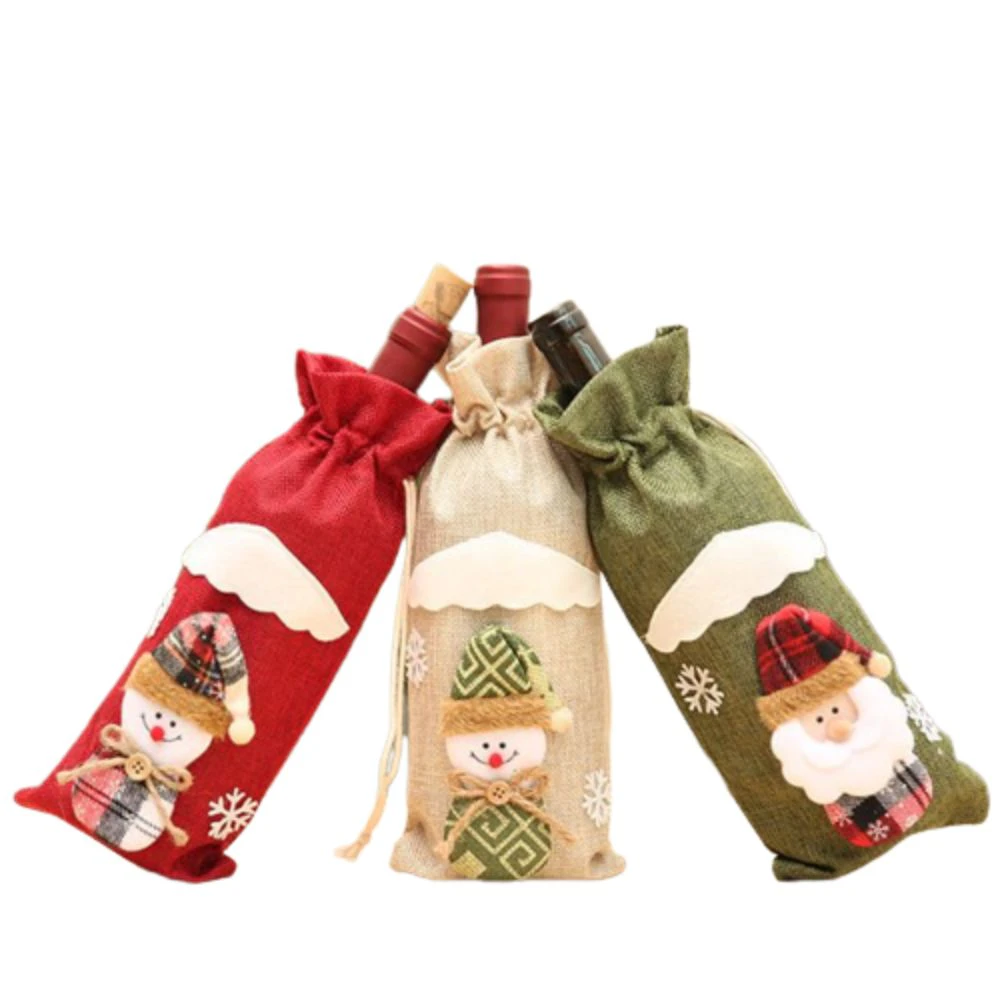 Christmas Decorative Wine Bottle Cover - Beige