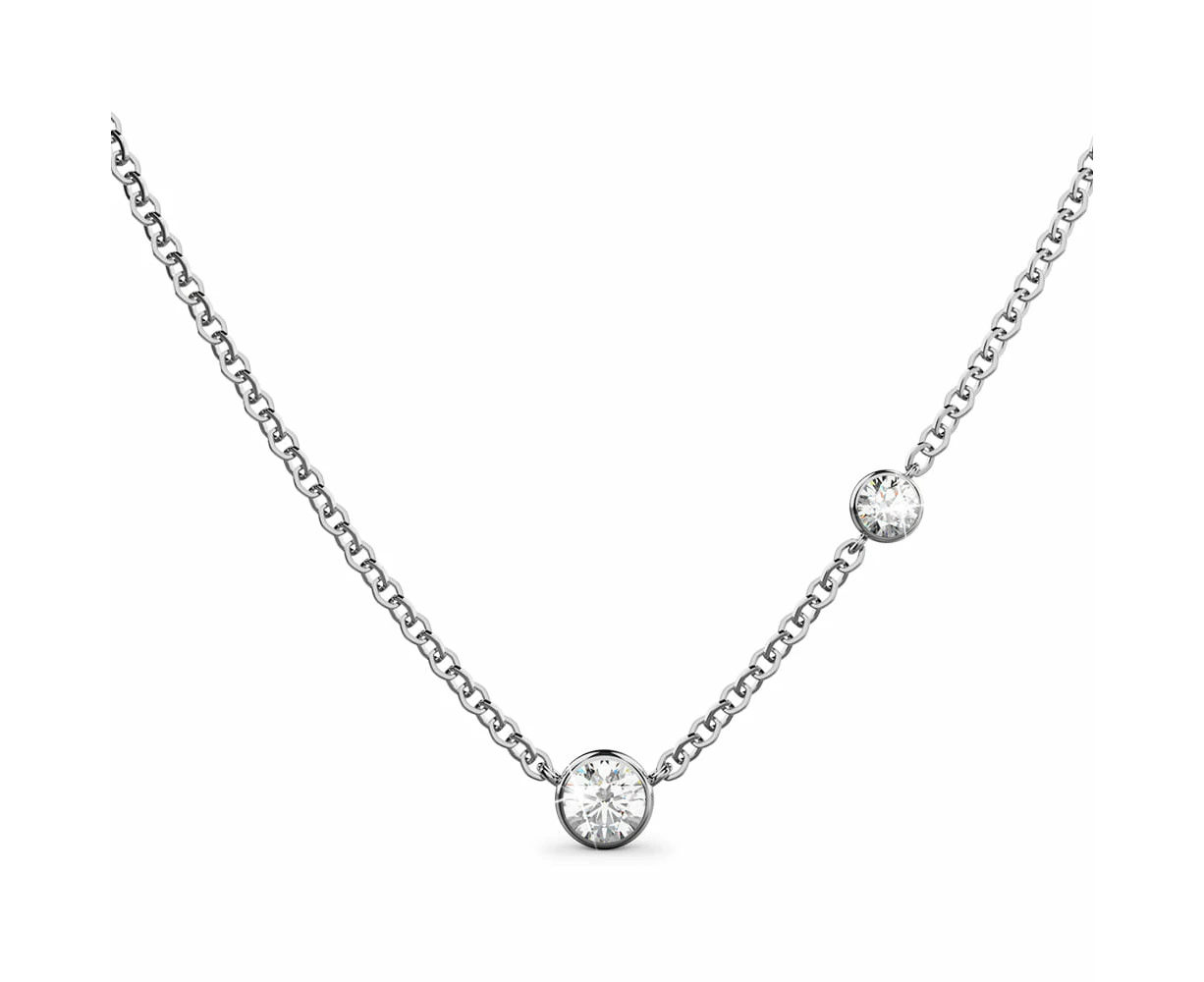 Asymmetrical Diamond Elegance Necklace Encased in 18k White Gold