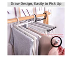 （Black）5 in 1 Stainless Steel Pants Rack Hanger Wardrobe Shelves Magic Multi Functional