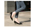 Suede Heels for Women Closed Toe Stiletto High Heels Pumps-black
