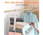 （Black）5 in 1 Stainless Steel Pants Rack Hanger Wardrobe Shelves Magic Multi Functional