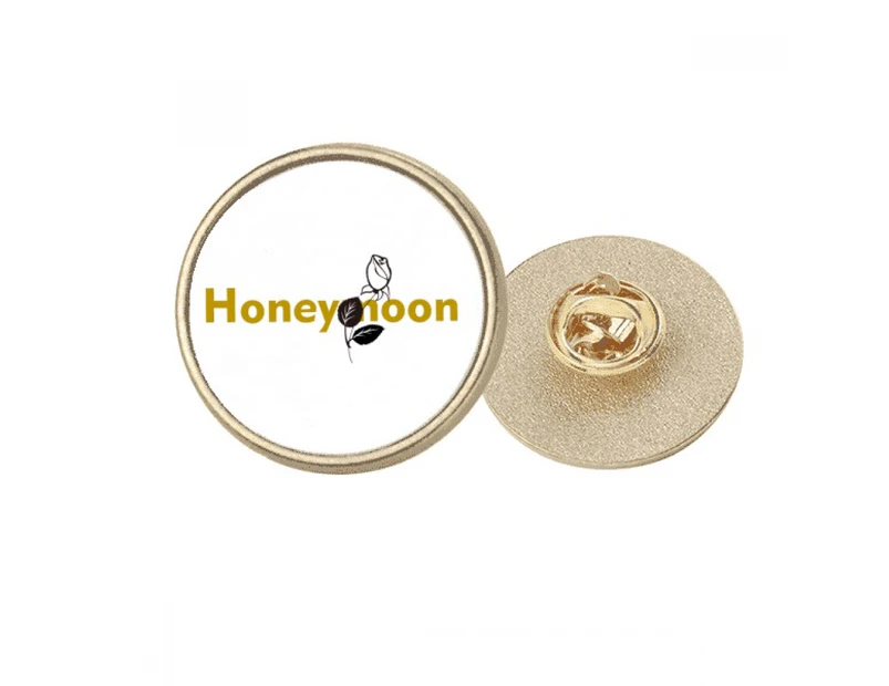 flower hymoon  expression Round Metal Golden Pin Brooch Clip