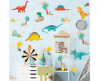 ishuif 2Pcs Wall Sticker Removable Self-adhesive PVC Dinosaur Print Wall Decal for Kindergarten-Mix Color