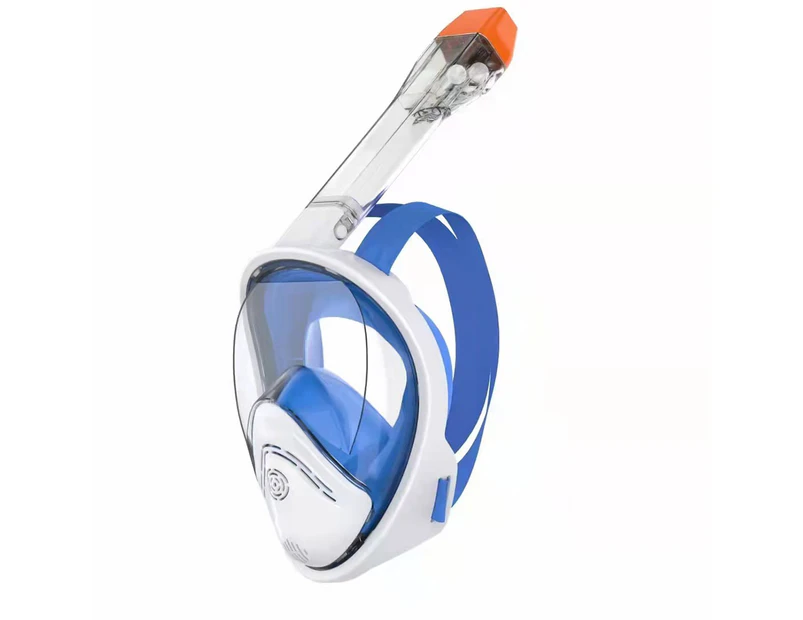Biwiti Full Face Snorkel Mask Set Anti-fog Anti-leak Dry Breathing System Safe Diving Goggles -Blue