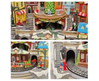 Large Animated Christmas Village Train Station Building Xmas Tree Musical LED Light-up