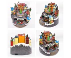 Large Animated Christmas Village Train Station Building Xmas Tree Musical LED Light-up