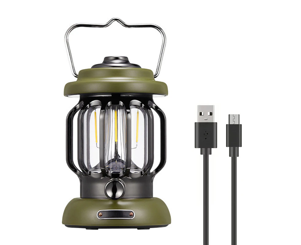 GEERTOP Retro Camping Lantern Type C Rechargeable for Outdoors Home Decor-Army Green