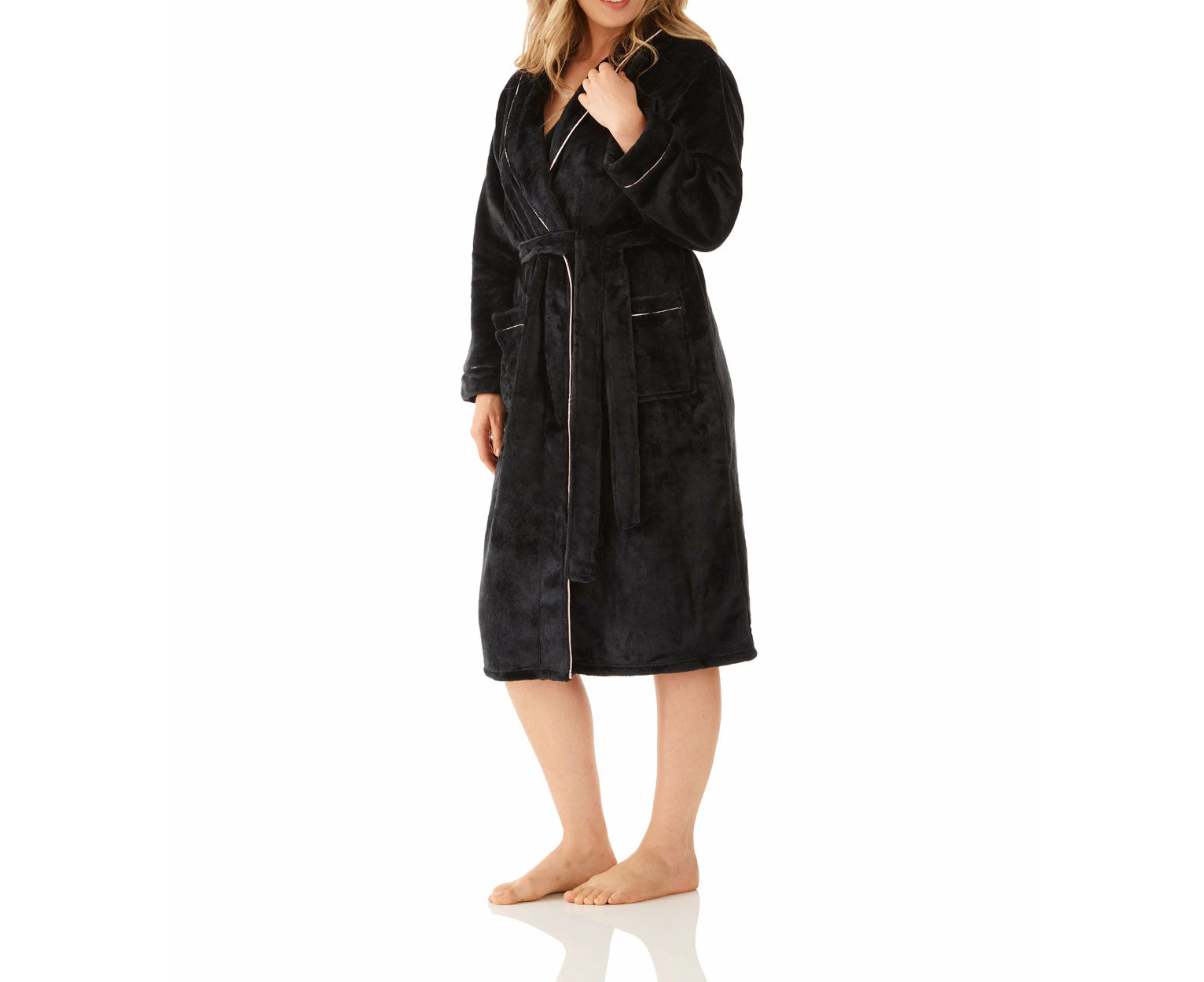 Magnolia Lounge Deep Charcoal Shawl Collar Fleece Dressing Gown