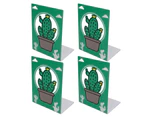 4 Pcs Metal Bookends Anti Slip Exquisite Unique Design Portable Sturdy Metal Decorative Bookends Desktop Book Ends Cactus