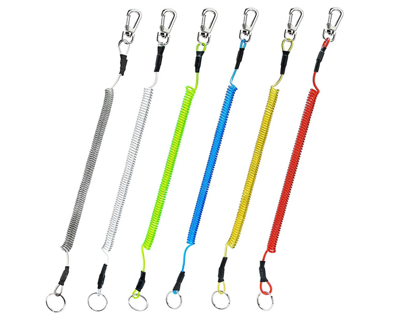 Set of 6 Heavy Duty Boating Rope Wire Fishing Tools Lanyards Fishing Coiled - M