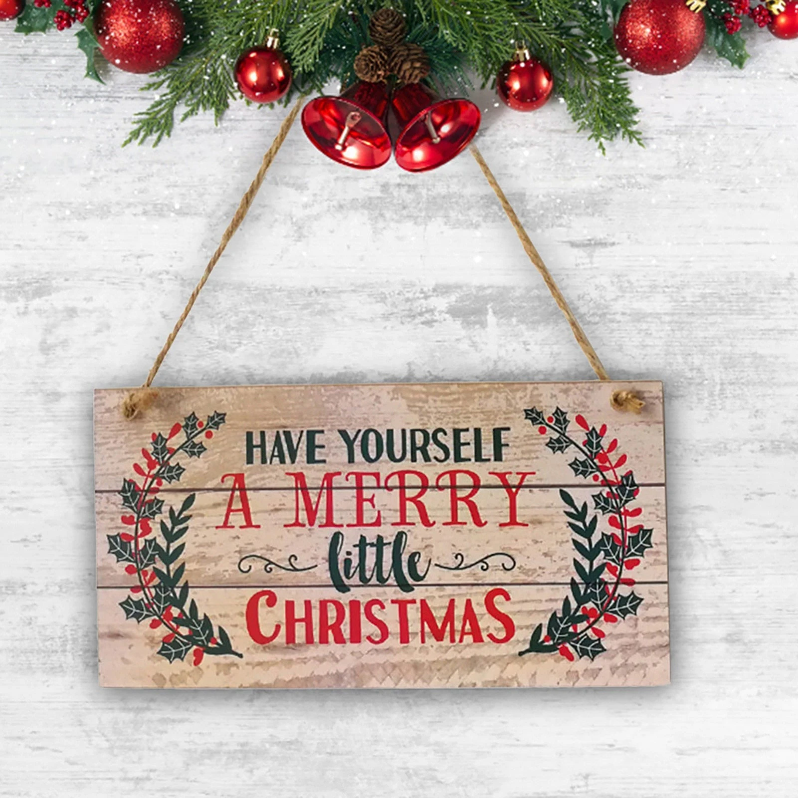 Handcrafted Merry Christmas Plank Hanging Sign