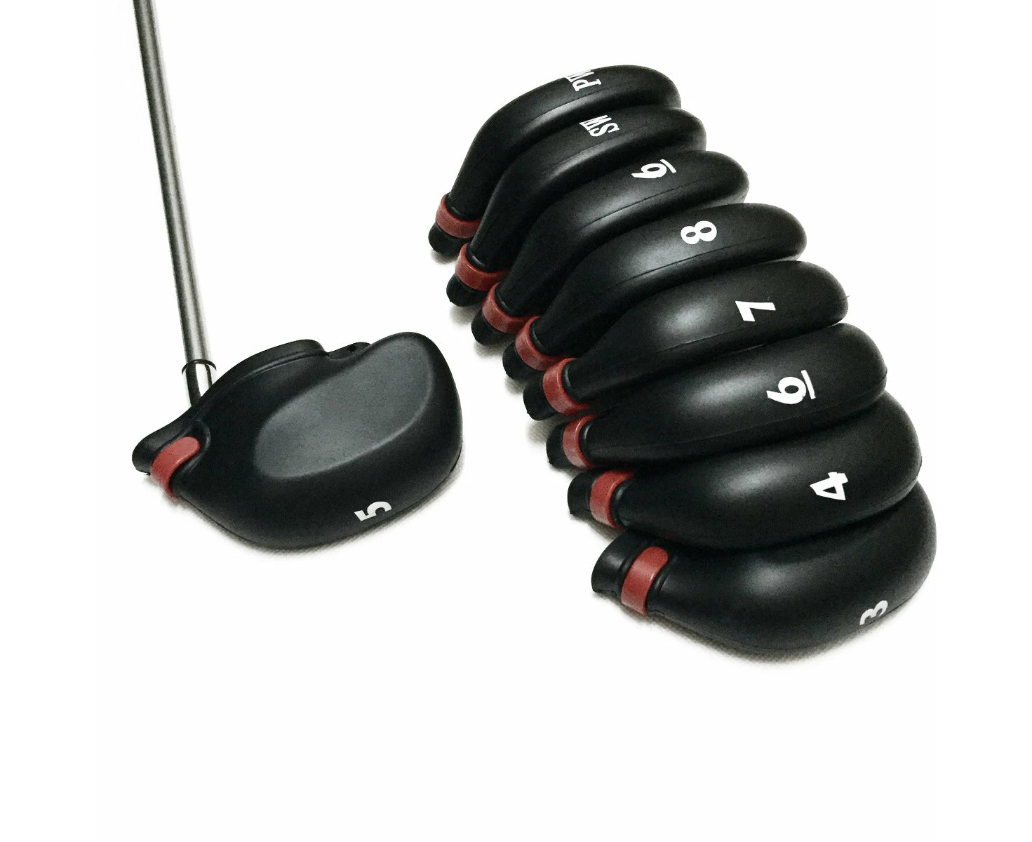 9 pc High Quality Black Golf Club Caps Iron Irons Head Protect Covers Rubber Sleeve Wedge