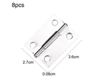 8 pieces Small thickening Metal Foldable Butt Hinge for Cabinet Door Closet, silver
