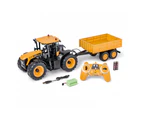 DOUBLE E E360-003 1:16 6CH 2.4GHz Remote Control JCB Fastrac 4220 Farm Tractor With Dump Trailer Light & Sound Toy Truck