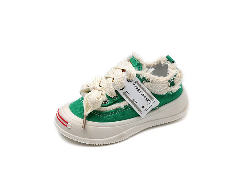Dadawen Kids Casual Canvas Shoes Soft Bottom Raw Edge Sneakers-Green