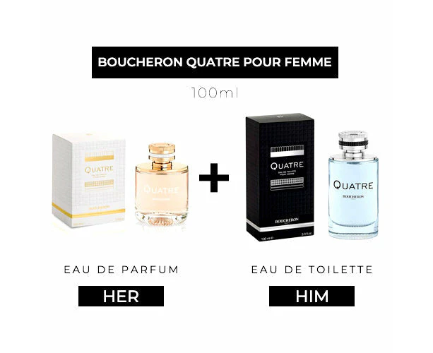 Quatre Pour Femme 100ml EDP + Pour Homme 100ml EDT by Boucheron