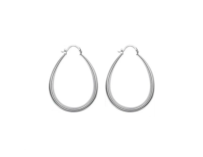 Stunning 925 Sterling Silver Filled Sp Large Oval Hoop Huggie Earrings Au Stock