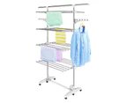 Todeco Clothes Drying Rack,4 Tier Foldable Laundry Drying Rack with Extended Top Bar, Clothes Airer with 2 Extra Adjustable Dry Rail Hanger,w/6 Casters