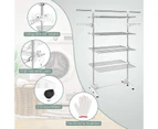 Todeco Clothes Drying Rack,4 Tier Foldable Laundry Drying Rack with Extended Top Bar, Clothes Airer with 2 Extra Adjustable Dry Rail Hanger,w/6 Casters