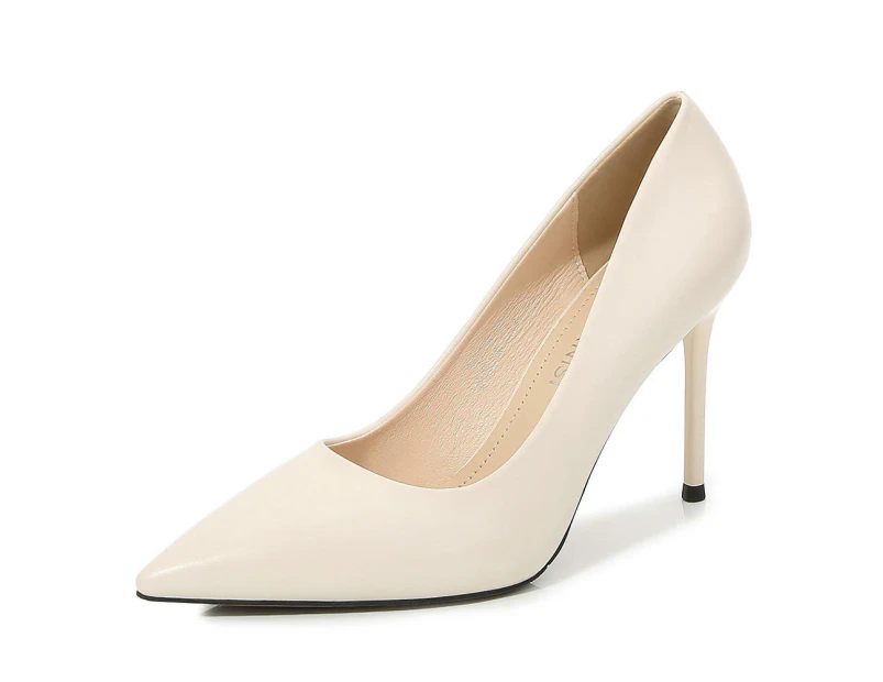 High Heels for Women Closed Toe Stiletto Heel Pumps Shoes-Apricot color