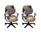 2Pcs Stretchable Gaming Chair Cover Office Slipcover Rotating Chair Stretch Seat Covers Protector-Style 1